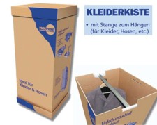 Kleiderkiste mit Stange für Umzug und Lagerung, 1350x600x515mm
