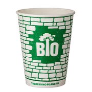 BIO Doppelwand Pappbecher wasserbasierend ohne Kunststoff 300 330 400ml grn/wei, 25 Stk.