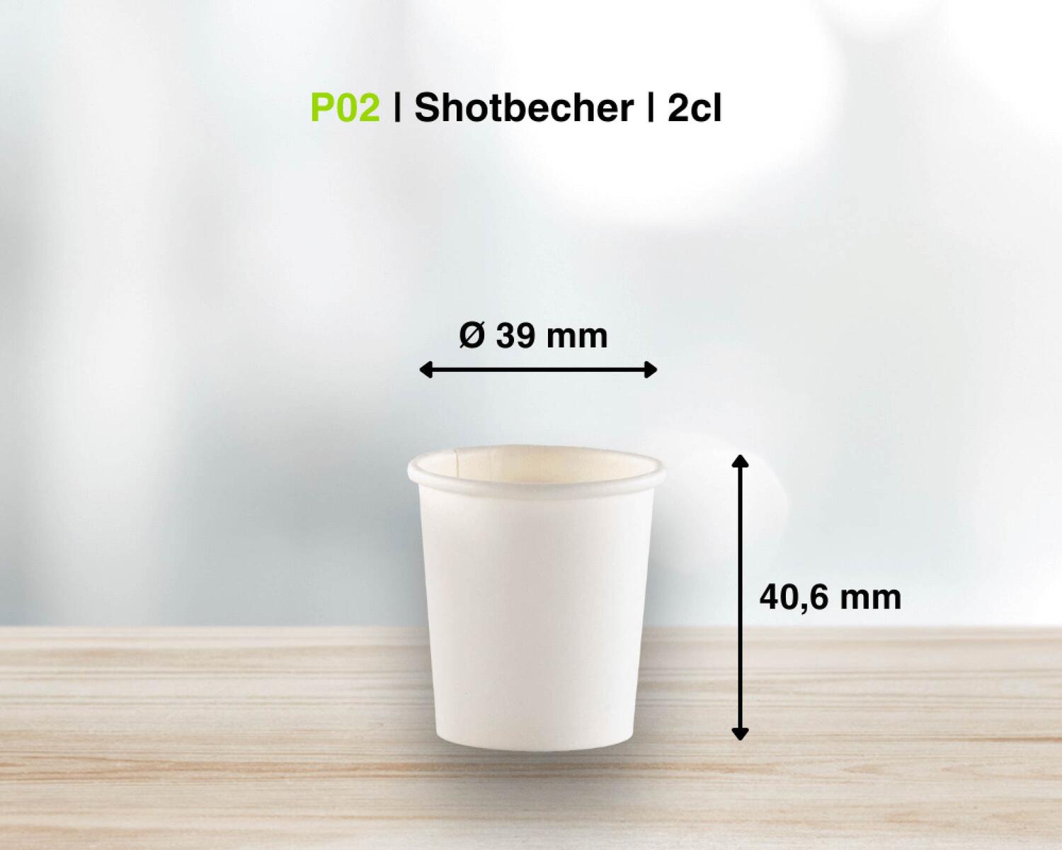 Schnapsbecher Shotbecher Stamperl Pappbecher wei mit Eichstrich 2cl 20ml, 40 Stk.