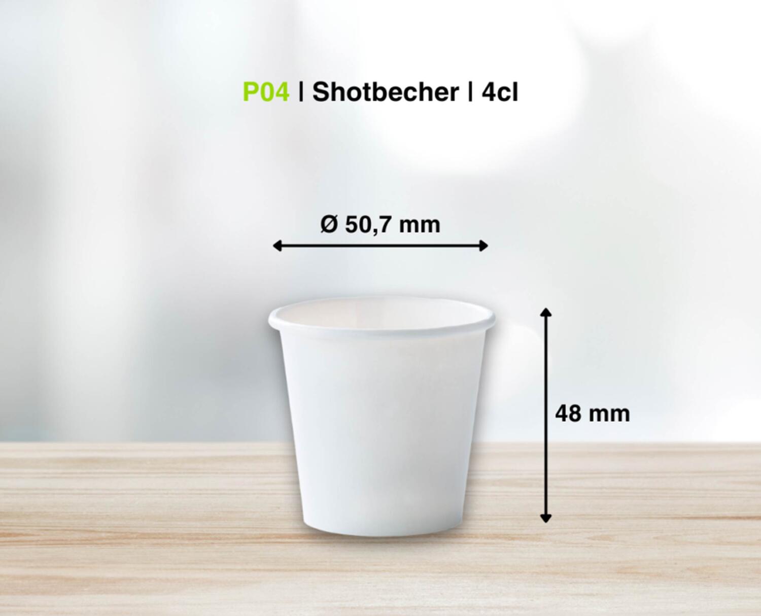 Schnapsbecher Shotbecher Stamperl Pappbecher wei mit Eichstrich 4cl 40ml, 40 Stk.