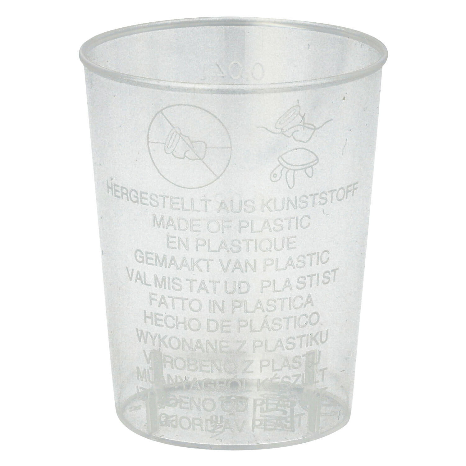 Einweg-Schnapsglas 4cl,  PS mit Eichstrich bei 2cl und 4cl, transparent, 40 Stk.